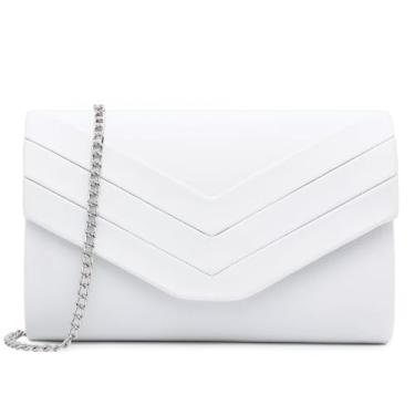 Imagem de Milisente Bolsa feminina para noite com envelope de camurça, bolsa de ombro transversal, bolsa clutch, 808 Branco, Large