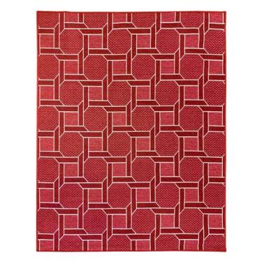 Imagem de Tapete Sala Moderno Geometrico Corrente 100X150 Cm Vermelho - Tapetema
