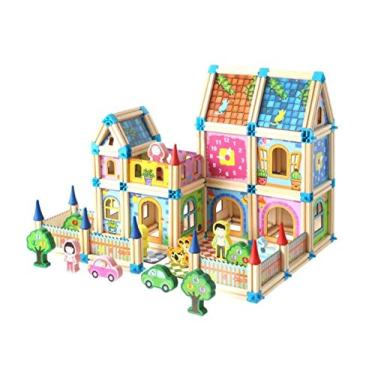 Imagem de Criativo 128/268 pçs diy casa de boneca com móveis crianças adulto casa de bonecas em miniatura kits de madeira brinquedo (128 pçs)