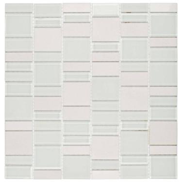 Imagem de Pastilha de Mármore com Vidro e Inox Petrus Branco