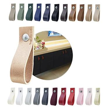 Imagem de Puxador Doko Parafuso para Móveis Armário Guarda Roupa Gaveta Porta Baús Caixas Bandeja Cesto Tábua - Cor Textura de Couro (Rose Gold)