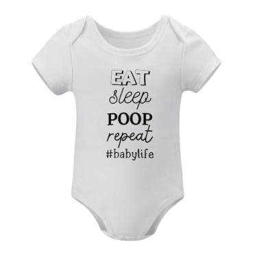 Imagem de SHUYINICE Macacão infantil engraçado para meninos e meninas macacão premium para recém-nascidos Eat Sleep Poop Repeat Babylife Baby Onesie, Branco, 12-18 Months