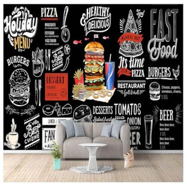 Imagem de TUYIFA Papel de parede de café 3D hambúrguer papel de parede sala de estar quarto TV sofá pintura decorativa fundo mural de parede (169''x118'' (430x300cm), pano de seda)