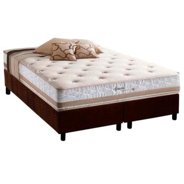 Imagem de Conjunto Box Queen: Colchão Molas Herval Maxspring Spain + Base CRC Suede Brown(158x198)