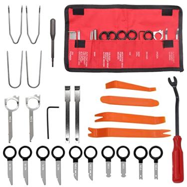 Imagem de Seamaka Kit de ferramentas de remoção de rádio de 20 peças com 4 ferramentas de remoção de painel e uma ferramenta de liberação de clipe, kit de chave de remoção de leitor de CD estéreo universal para
