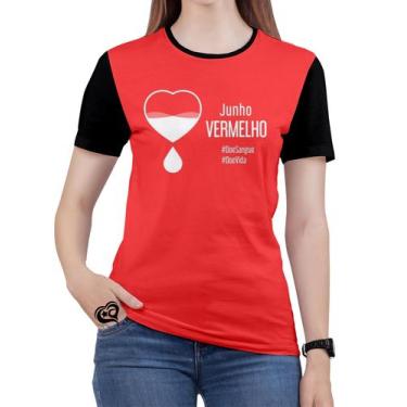 Imagem de Camiseta Junho Vermelho Plus Size Feminina Blusa - Alemark