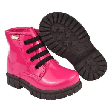 Imagem de Bota Infantil Menina  criança bebê Coturno feminino fashion  blogueirinha 20 ao 27 Verniz Pink