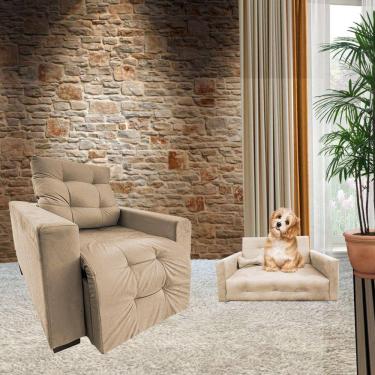 Imagem de Poltrona Retrátil e Reclinável Do Papai Sofia Quarto Sala Mais Sofazinho Pet Bob Capuccino