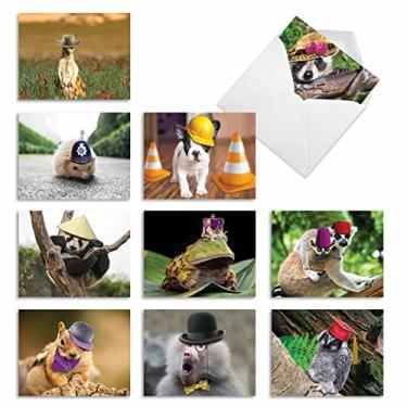 Imagem de The Best Card Company - 10 adoráveis cartões de notas em branco (10 x 13 cm) – Cartas de animais e animais selvagens, conjunto infantil em caixa variada – Criaturas com tampa M6470OCB