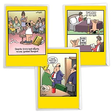 Imagem de NobleWorks Pacote sortido de 3 cartões comemorativos de aniversário hilários com envelopes (3 modelos, 1 cada) Whyatt's Have A Ball VC8125BDG-C1x3