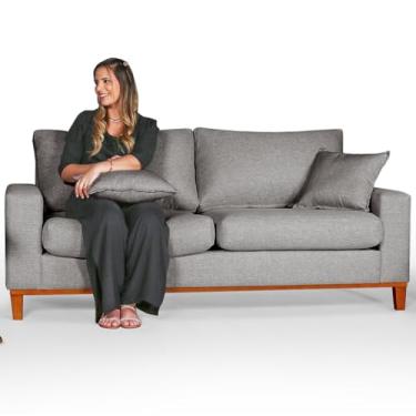 Imagem de Sofá Living 3 lugares em Linho Essencial Estofados (Cinza, 3 Lugares)