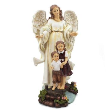 Imagem de Imagem Anjo Da Guarda Menino E Menina Importado Resina 30 Cm