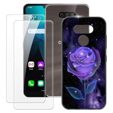 Imagem de MILEGOO Capa para LG Harmony 4 + 2 peças protetoras de tela de vidro temperado, capa de silicone TPU macio ultrafina para LG Xpression Plus 3 (6,1 polegadas) rosa
