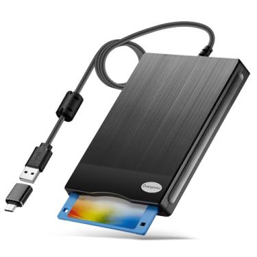 Imagem de Chuanganzhuo Leitor de disquete, unidade de disquete externa USB tipo A e C de 8,9 cm, leitor de disquete de 8,9 cm para PC, laptop e notebook, textura escovada