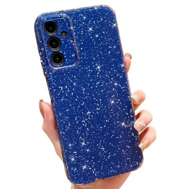 Imagem de MINSCOSE Capa compatível com Samsung Galaxy A15 5G, linda capa brilhante com glitter fino à prova de choque TPU para mulheres e meninas para Galaxy A15 de 6,5 polegadas - azul escuro