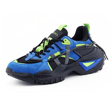 Imagem de Mazino Tênis masculino Oasis moderno grosso – tênis casual atlético masculino, Azul/limão, 9.5