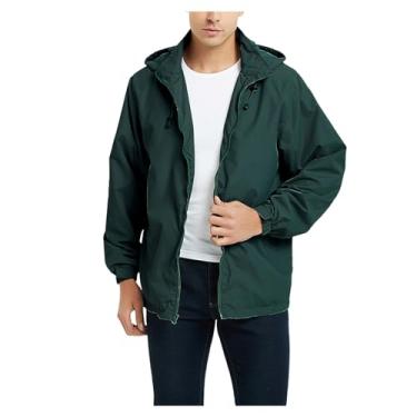 Imagem de Jaqueta masculina leve, corta-vento, ajustável, com capuz, capa de chuva, cor sólida, casaco de ciclismo, Verde, G