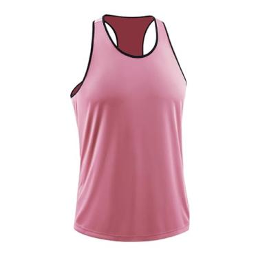 Imagem de Camiseta masculina de compressão para musculação e musculação, costas nadador, Rosa claro, G