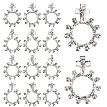 Imagem de Brilucky 12 peças anel de rosário de dedo para presentes de batismo, rosários a granel para lembrancinhas de festa de primeira comunhão, pacote com 12 para recuperação de bautizo de niña para funeral