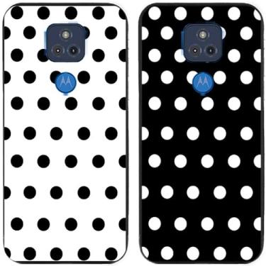 Imagem de 2 peças preto branco bolinhas impressas TPU gel silicone capa de telefone traseira para Motorola Moto todas as séries (Moto G Play 2021)