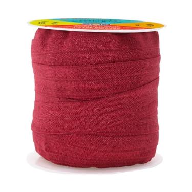 Imagem de Mandala Crafts Fita elástica dobrável marrom com elástico de 1,5 cm para amarrar o cabelo, laço de cabelo de bebê - 20 m fita elástica dobrável FOE elásticos para costura