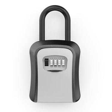 Imagem de Mini Cofre De Parede Com Gancho Guarda Dinheiro Chaves Objetos Pequenos Com Senha Segredo Discreto (Cinza)