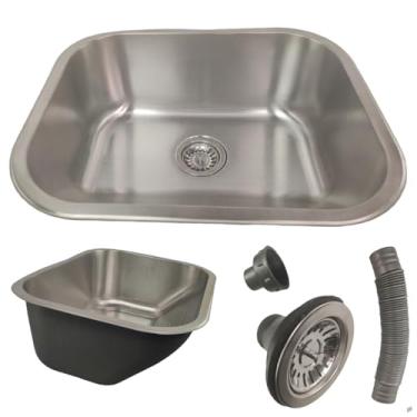 Imagem de Tanque Lavanderia Lavar Roupa 30L Aço Inox Balcao Pia Com Valvula Sifao Limpeza Lavabo Casa