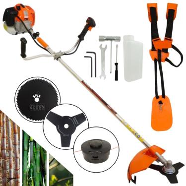 Imagem de Roçadeira Profissional Lateral Vulcan Vr620h 2t 62cc 3hp Alta Potencia À Gasolina Com Carretel Fio de Nylon e Lâmina de 3 Pontas + Faca 80 Dentes e Kit de Chaves