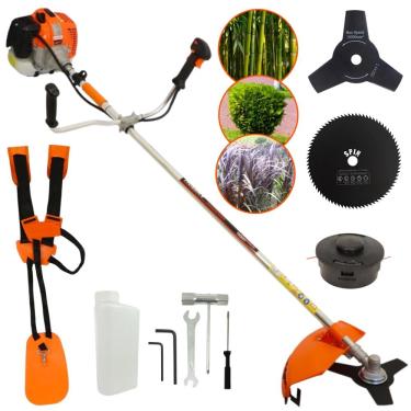 Imagem de Roçadeira Profissional Lateral Vulcan Vr620h À Gasolina 2 Tempos 62cc 3hp 10500rpm Com Jogo de Chaves e Cinto Duplo + Lâmina Circular 80 Pontas