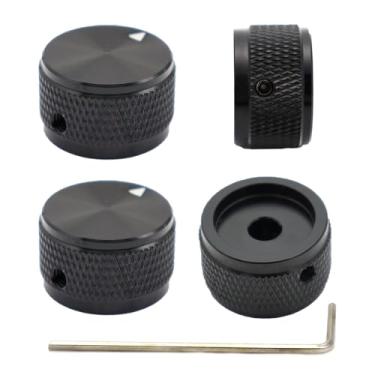 Imagem de Samherome Botão de controle de potenciômetro de liga de alumínio, botão de volume de metal universal para guitarra/baixo/teclado/AMPS/pré-amplificadores/equipamentos de áudio, botão de baixo de 6 mm