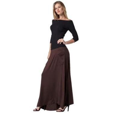 Imagem de Saia Longa Amazonia Vital com Bolso Marrom - Único - Veste 38 ao 48-Feminino