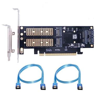 Imagem de Chenyang Adaptador de cartão SSD CY Dual SATA e PCI Express PCI-E 3.0 para NGFF NVME M.2 MSATA M-Key B/M-Key 3 em 1