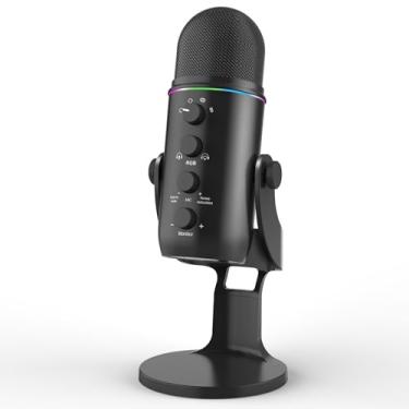 Imagem de MAYBESTA Microfone condensador multiuso USB - microfone com 4 padrões de gravação - microfones RGB para laptop, jogos, streaming, podcasting, Twitch, YouTube, Discord, gravação para PC e Mac