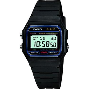 Imagem de Casio Relógio esportivo digital clássico com pulseira de resina F91W-1