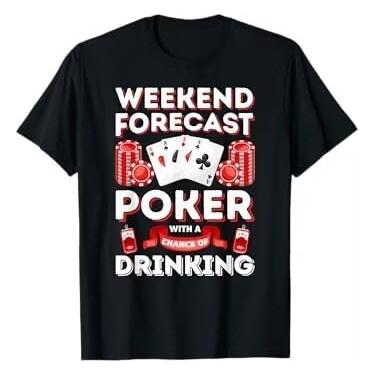 Imagem de Camiseta masculina vintage Weekend Forecast Poker Drinking, Preto, PP