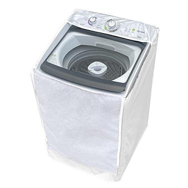 Imagem de Capa Maquina de Lavar Consul 13kg 15kg 16kg Zíper Transparente Preta (Branco)