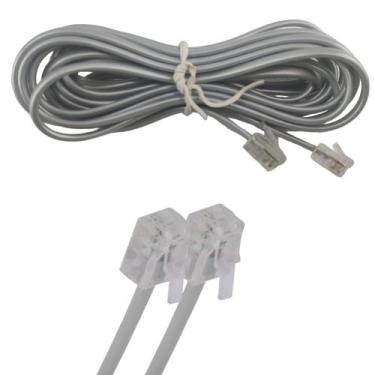 Imagem de Fio Telefonico RJ11 Cabo 3 Metros Telefone Fixo Fax Extensao Resistent