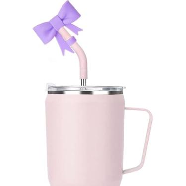 Imagem de Topo de palha de silicone com laço roxo para Stanley 30 e 1,134 g, tampa de palha de palha, topo de palha à prova de respingos, capa de tampa de canudo reutilizável, capas de ponta de canudo de 10 mm