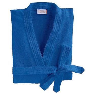 Imagem de Roupão de banho atoalhado adulto malibú-modelo quimono-lepper, G, Azul