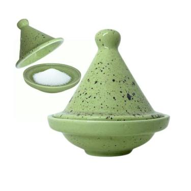 Imagem de Saleiro Marroquino Tagine Porcelana Resistente Rita Lobo Verde Mesclad