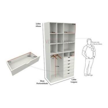 Imagem de Armário Arara Gaveta Samara M8 Colmeia Closet Loja Mdp - VETORIAL MÓVE
