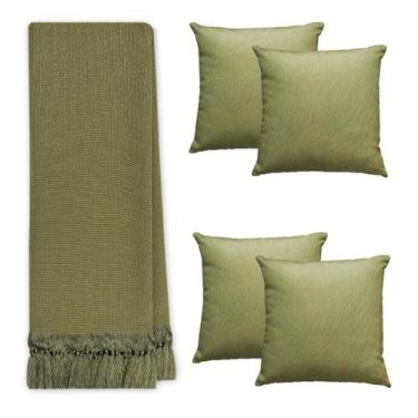 Imagem de Kit Manta para Sofá Grande 3,00m com 4 Capas de Almofada Decorativas -