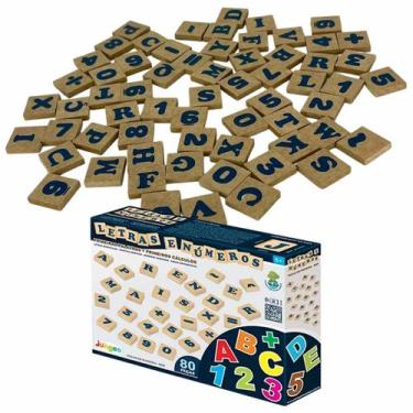 Imagem de Jogo Letras e Numeros em Madeira Educativo 80 Peças - junges