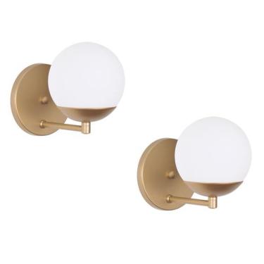 Imagem de Kit 2 Arandelas jabuticaba Dourada globo de vidro. - MV ILUMINACAO