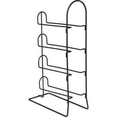 Imagem de Suporte de Vinho Adega de Mesa Vertical Porta 4 Garrafas Preta Plana S