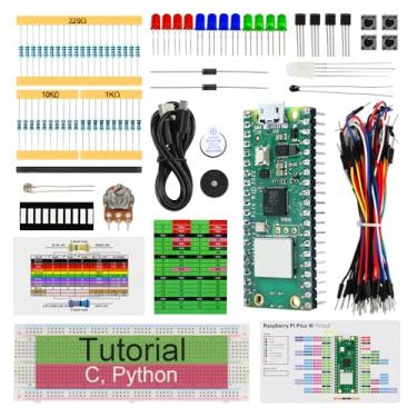 Imagem de Freenove Basic Starter Kit para Raspberry Pi Pico W (incluído) (compatível com Arduino IDE), tutorial detalhado de 313 páginas, 142 itens, 48 projetos, código Python C