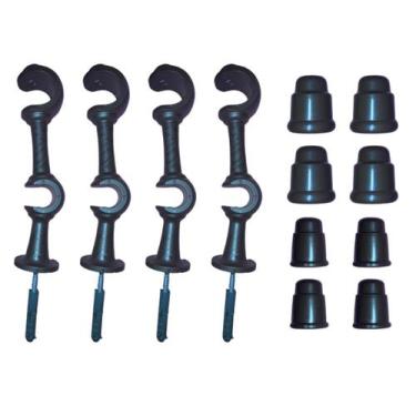 Imagem de Kit 4 Suporte Varão Duplo Cortina C/ Ponteira 19-28mm Imbuia - Moreti