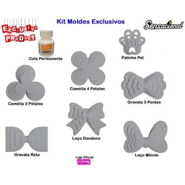 Imagem de Kit Moldes Camélia Laço Gravata Cola Permanente - K1 - Artmaq