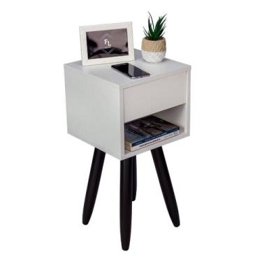 Imagem de Mesa De Cabeceira Retro 30cm Pé Palito Marrom Escruo Envio Montada - F