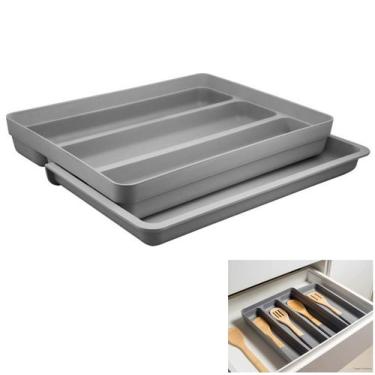 Imagem de Organizador De Gaveta Extensível Porta Talheres Utensílios Cozinha Log